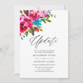 Waterverf Boho Chic Floral Wedding Update Kaart (Voorkant)