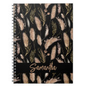 Waterverf Boho Chic Pampas Grass Pattern Black Notitieboek (Voorkant)