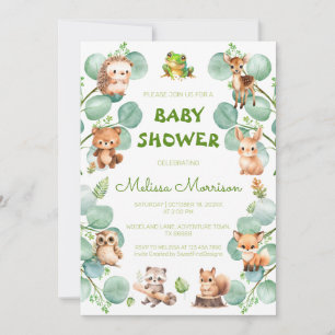 Waterverf Boho Chic Woodland Baby Boy Shower Kaart