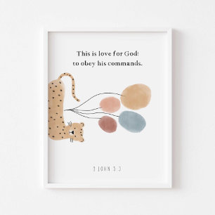 waterverf Boho Dier kinder Bijbel Verse poster