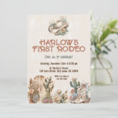 Waterverf Boho Eerste Rodeo Cowgirl Verjaardag Kaart (Staand voorkant)