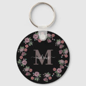 Waterverf Boho Feather en Floral Wreatfoto Sleutelhanger (Voorkant)