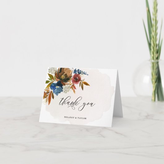 Waterverf Boho Floral bedankt voor de marine Kaart (Voorkant)