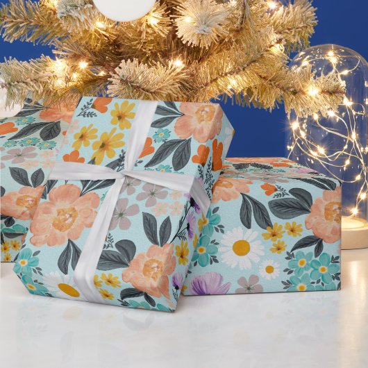 Waterverf Boho Floral Cadeaupapier (Feestdagen)