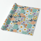 Waterverf Boho Floral Cadeaupapier (Uitgerold)