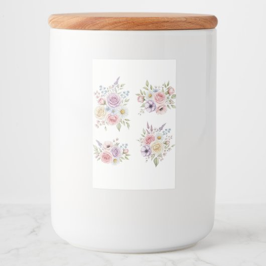 Waterverf Boho Floral Clipart PNG Pack – Pastel Voedselcontainer Etiket (Voorkant)