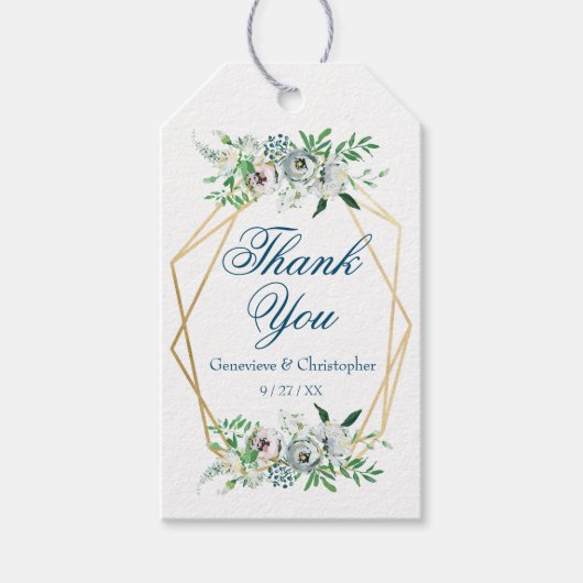 Waterverf Boho Floral Geometrische bruiloft Dank u Cadeaulabel (Voorkant)