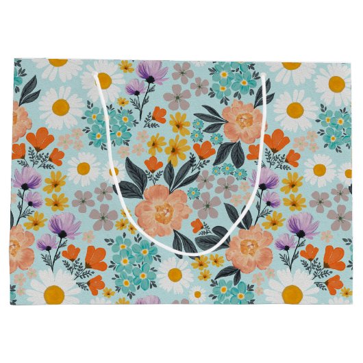 Waterverf Boho Floral Groot Cadeauzakje (Achterkant)