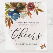 Waterverf Boho Floral, huwelijk Wijn Etiket (Enkel label)