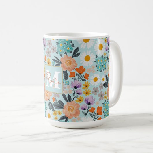 Waterverf Boho Floral Koffiemok (Voorkant rechts)