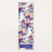Waterverf Boho Floral Paars Script Yogamat (Voorkant)
