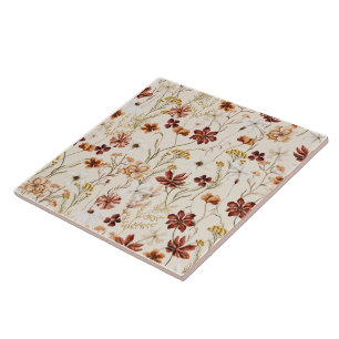 Waterverf Boho Floral Pattern Tegeltje