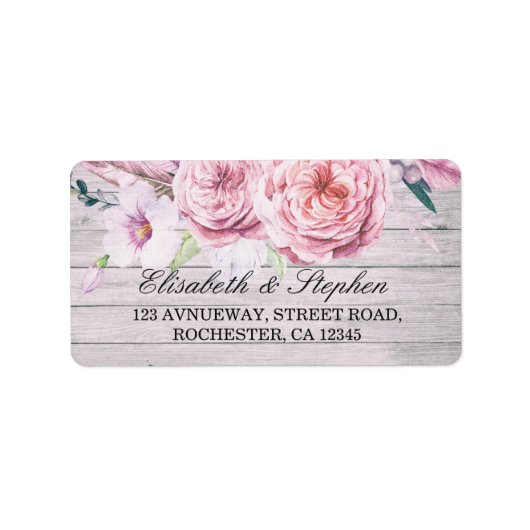 Waterverf Boho Floral Rustic Wood Etiket (Voorkant)