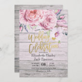 Waterverf Boho Floral Rustic Wood Kaart (Voorkant / Achterkant)