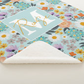 Waterverf Boho Floral Sherpa Deken (3/4)