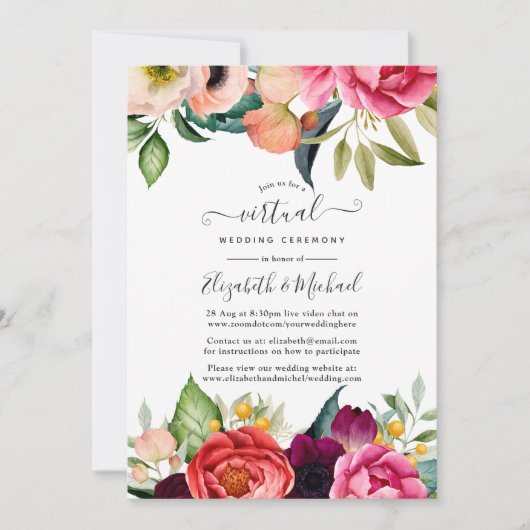 Waterverf Boho Floral Spring Wedding Update Kaart (Voorkant)