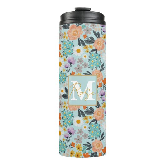 Waterverf Boho Floral Thermosbeker (Voorkant)
