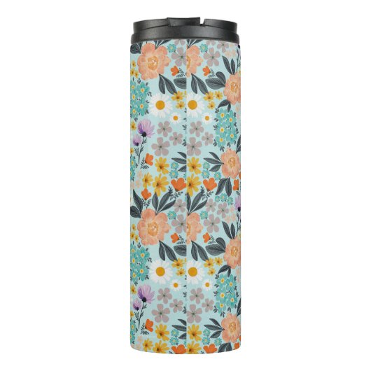 Waterverf Boho Floral Thermosbeker (Achterkant)