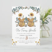 Waterverf Boho Floral Twins Shower Kaart (Staand voorkant)