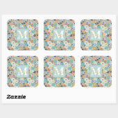 Waterverf Boho Floral Vierkante Sticker (Vel)