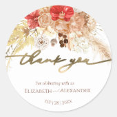 Waterverf Boho Floral Wedding dank u Sticker (Voorkant)