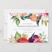 Waterverf Boho Floral Wedding Kaart (Voorkant)