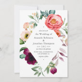 Waterverf Boho Floral Wedding Kaart (Voorkant)