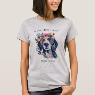 Waterverf Boho Floral World's Best Dog Mom Art T-shirt