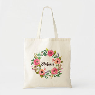 Waterverf Boho Floral Wreath Bridesmaid Tote Bag