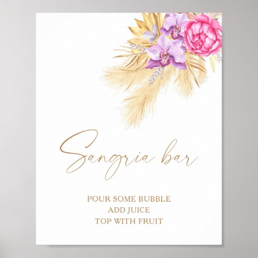 Waterverf Boho Flowers - Sangria Bar Poster (Voorkant)