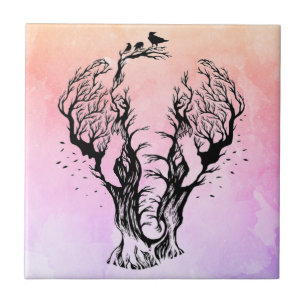 Waterverf Boho Forest Elephant Tegeltje
