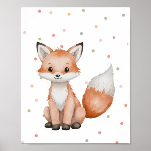 Waterverf Boho Fox Nursery Woodland Wall Art Poster