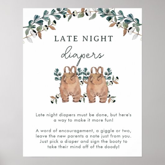 Waterverf Boho Gender Neutral Twins Shower Games Poster (Voorkant)