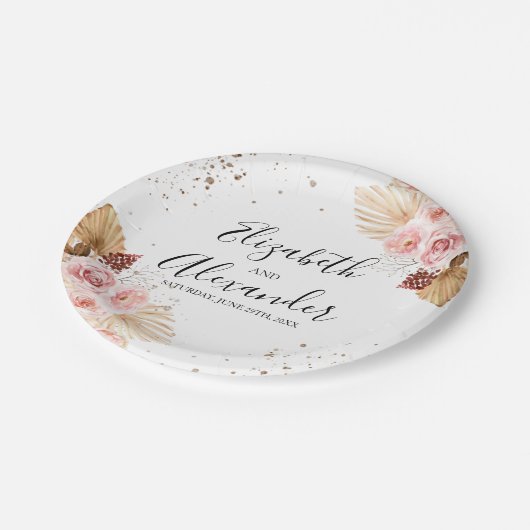 Waterverf Boho Glitter Trouwpapier Borden Papieren Bordje (Gekanteld)