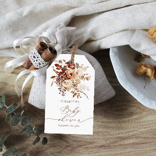 Waterverf Boho Herfst Floral Baby shower Dank u we Cadeaulabel