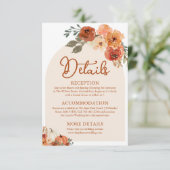 Waterverf Boho Herfst Pompoen Wedding Details Informatiekaartje (Staand voorkant)