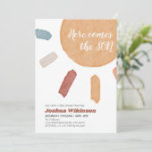 Waterverf boho Hier komt het Son baby shower Kaart (Staand voorkant)