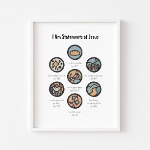 Waterverf boho ik ben uitspraak van Jezus poster