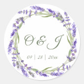 Waterverf Boho Lavendel Bruiloft Ronde Sticker (Voorkant)