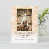 Waterverf BOHO Leaf Foliage Pink Gold Glitter Save The Date (Staand voorkant)
