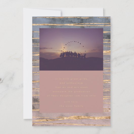 waterverf boho ombre moderne gouden folie aankondiging (Achterkant)