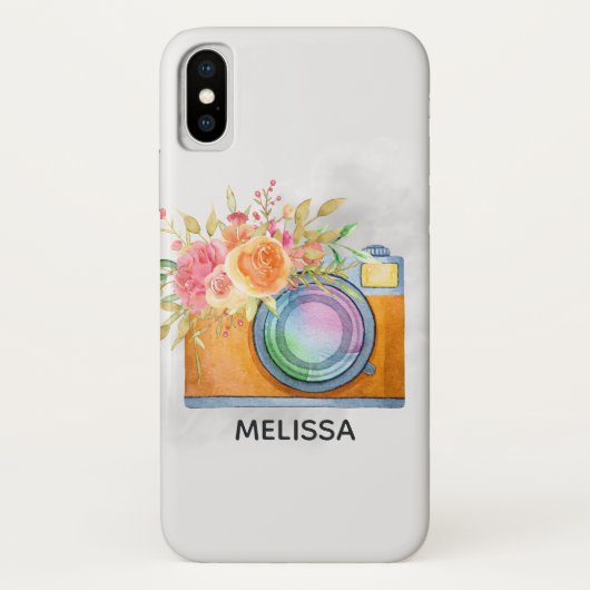 Waterverf Boho Oranje Camera & Flowers Case-Mate iPhone Case (Achterkant)