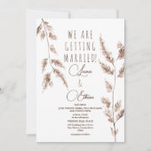Waterverf Boho Pampas Grass Wedding Kaart (Voorkant)