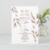 Waterverf Boho Pampas Grass Wedding Kaart (Staand voorkant)