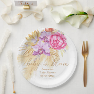Waterverf boho pampasgras - Baby shower Papieren Bordje