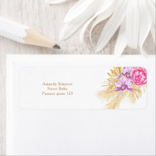 Waterverf boho pampasgras - Babyborrel Etiket