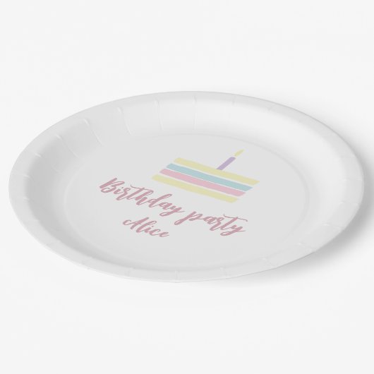 Waterverf boho pastel roze Birthday Party Papieren Bordje (Gekanteld)