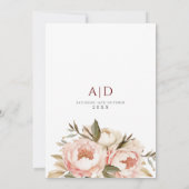 Waterverf Boho Peonies Floral Wedding Kaart (Achterkant)