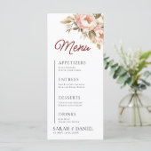 Waterverf Boho Peonies Floral Wedding Menu (Staand voorkant)