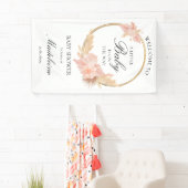 Waterverf Boho Pink Baby shower Spandoek (Insitu)